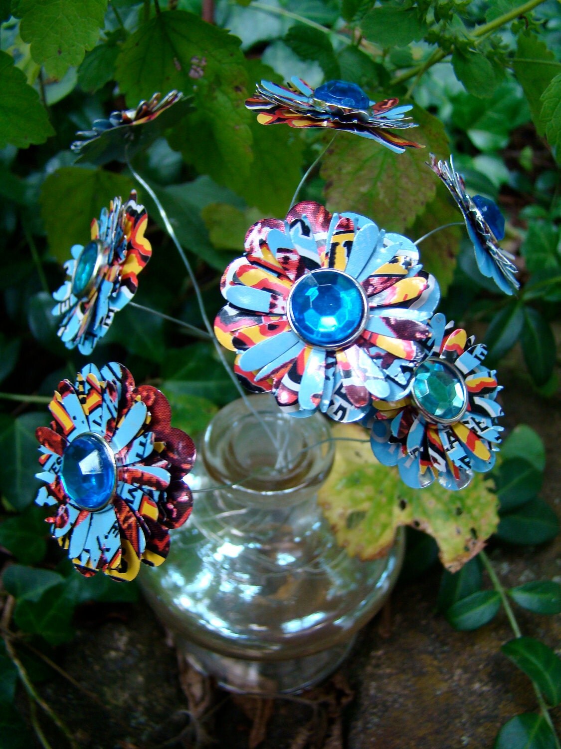 Recycled Can Flower Arrangement With Vintage Vase