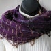 Hand Felted Deep Purple Plum Merino Wool Scarf with Plaid Design for Women winter fashion scarf