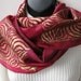 Hand Dyed Silk Scarf for Women-Be my Valentine-Winter Red Holiday and Office fashion accessory maroon red and gold scarf