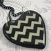 Black and White Chevron Striped Heart Pendant Necklace