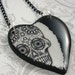 Sugar Skull Heart Pendant Necklace