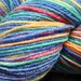 RESERVED FOR LINDY -- Rainbow Unicorn Farts Selfstriping Superwash Sock Yarn with Silver