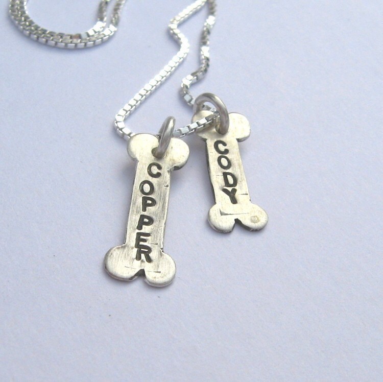 TWO Pet Tags on a Chain sterling necklace for Pet by VisionQuest