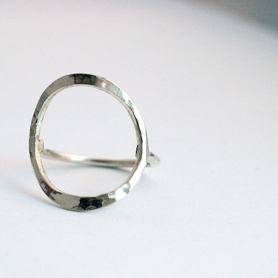 Silver Circle Ring Modern Geometric Design by thebeadgirl