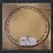 White Cat Candle Mat with Handpainted Twig Vine Folk Art Primitive Country