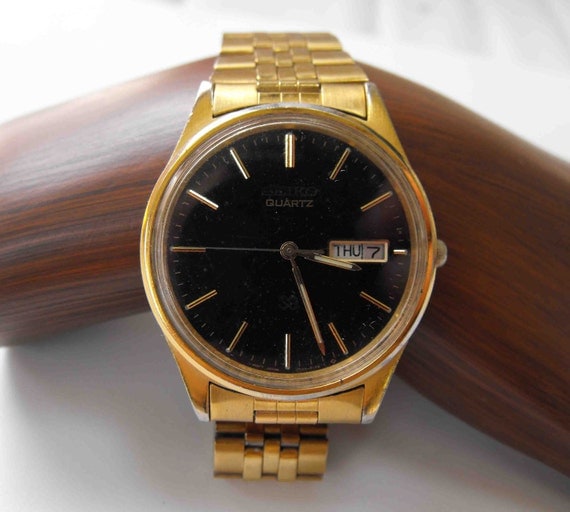 Vintage Watch Men's Seiko Battery Gold Plated Stainless