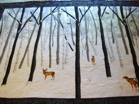 Items similar to Quilted Wall Hanging The Birches in Winter on Etsy