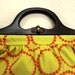 Purse With Wooden Handle in Lime and Orange