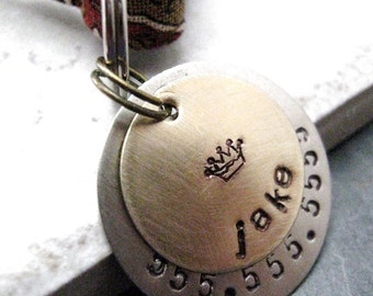 Custom Brass 2 Layer Pet ID Tag, Pet Name Tag, Cat Tag, Cat ID Tag, Dog Tag, split ring included, customized by you