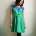 Sylvana- green silk and royal blue silk chiffon dress -sample sale