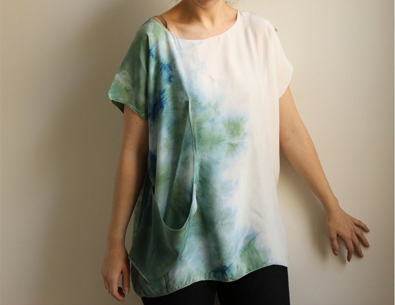 green charmeuse blouse