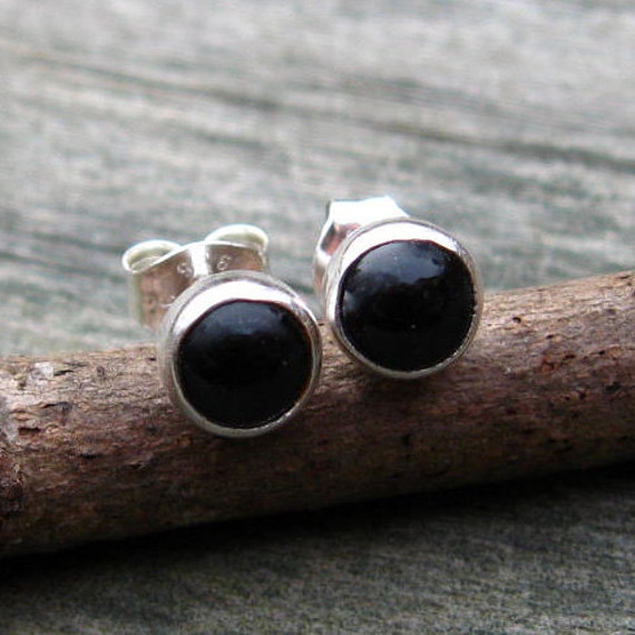 Black Onyx Stud earrings black onyx post earrings by LisasLovlies