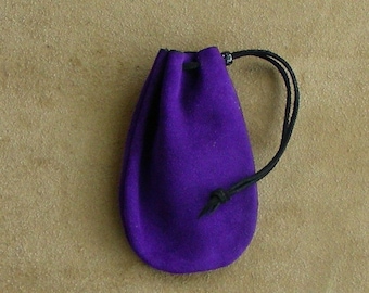 Leather Drawstring Pouch, Drawstring Bag, Suede Pouch