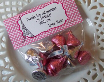 Printable Pink and Black Paris Birthday Bag Toppers