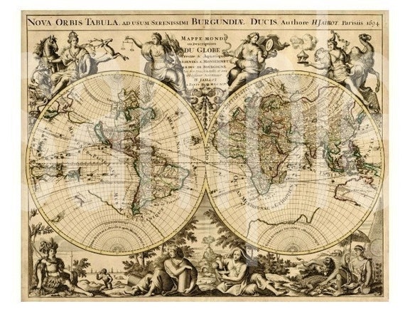 4 Antique World Maps Full Page Size ... Great for Backgrounds