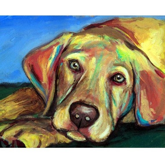 Labrador Retriever Art Print Yellow Lab Pup Bright Dog Art