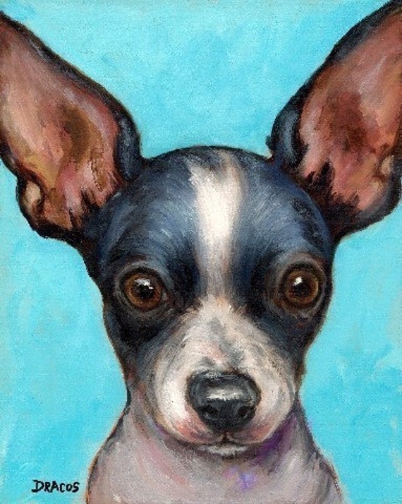 Chihuahua Dog Art Print of Original Painting by Dottie Dracos