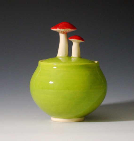 mushroom jar green by lbegley on Etsy