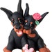 Doberman Pinscher Puppy Love sculpture hand sculpted OOAK by Sallys Bits of Clay