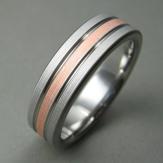 Men's Wedding Ring Titanium Copper Comfort Fit