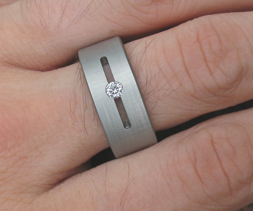 Titanium Floating Diamond Wedding Ring