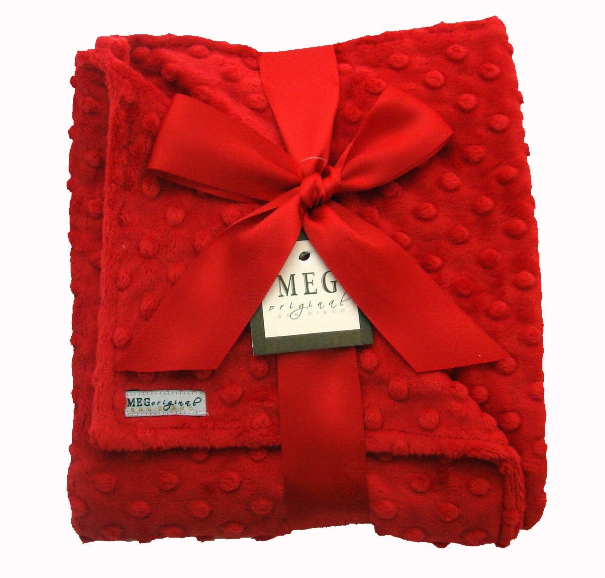 Rich Red MInky Dot Chenille Baby Blanket by MEGbabyboutique