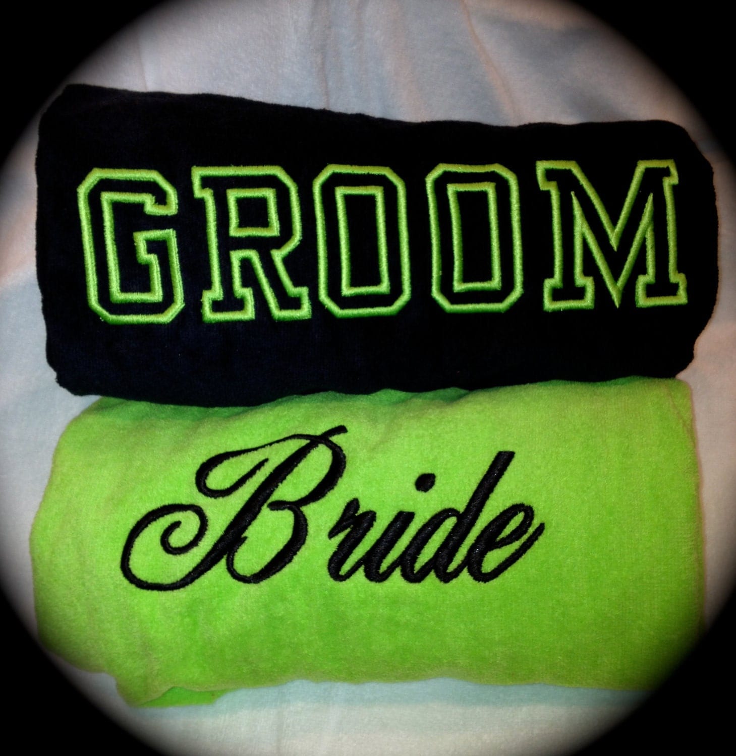 BRIDE & GROOM BEACH Towels Embroidered 100 cotton terry