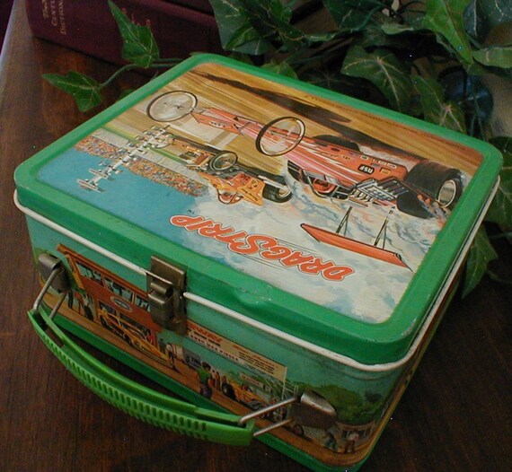 DRAGSTRIP LUNCH BOX Vintage Metal Lunch Box Racing Car