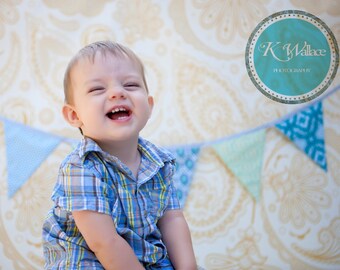 Boy Themed Bunting. Ready To Ship. Photo Prop, Nursery Decoration, Blue Party Banner, Shower Decor..