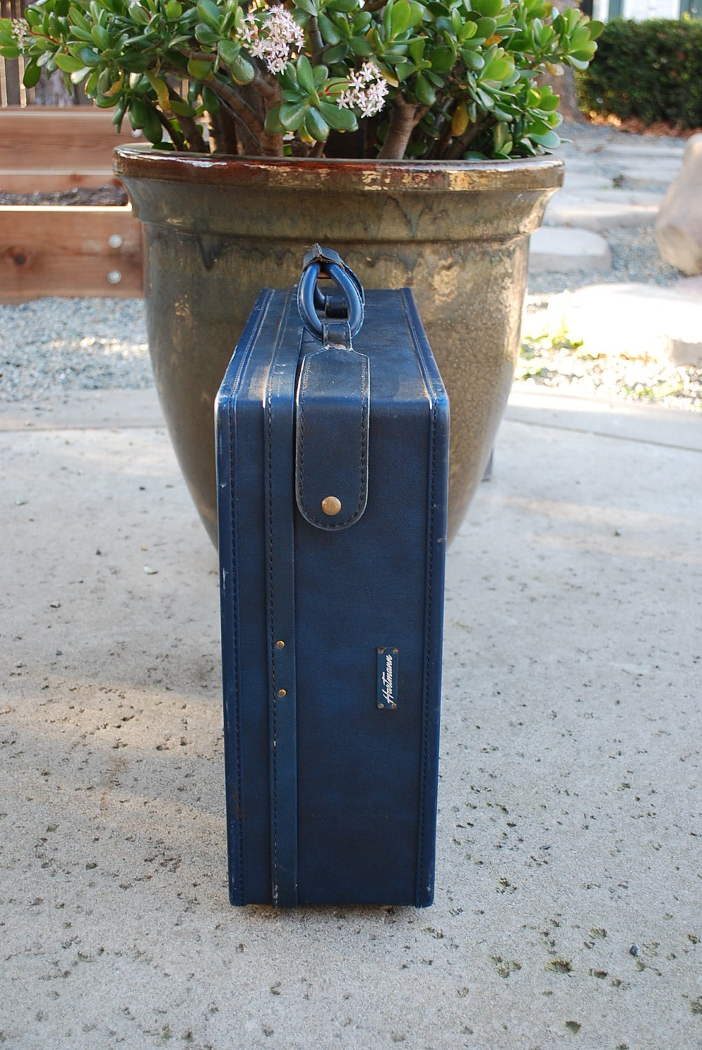 Vintage Blue Hartmann Suitcase Luggage by vintagebitsandpieces