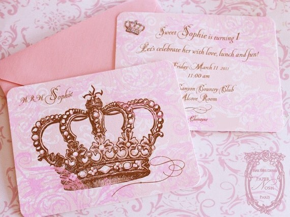 Princess Crown Invitations Set Includes Pink Shimmering