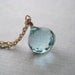 Blue Quartz Necklace, Faceted Briolette Necklace, Gemstone Gold Fill Necklace, Aqua Aquamarine Necklace, Under 50