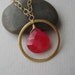 Hot Pink Chalcedony Necklace, Faceted Chalcedony Briolette Gold-Filled Chain Necklace