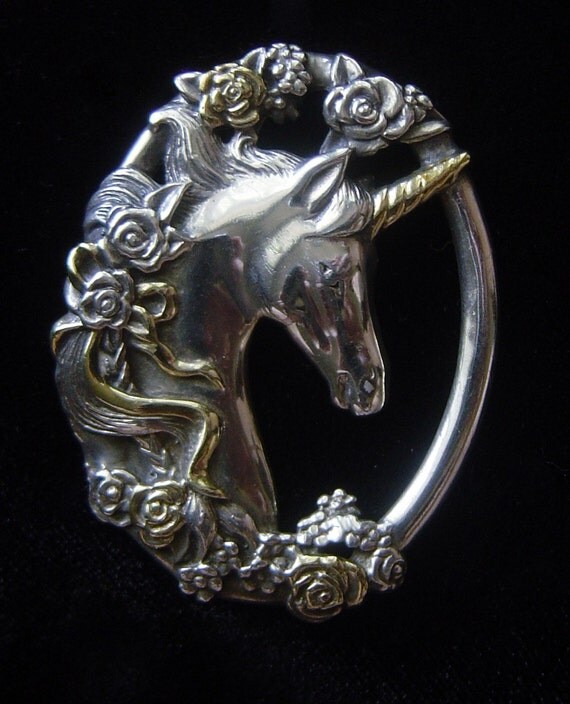 Vintage Gorham Sterling Silver Unicorn Pendant by lotusmoon