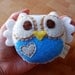 Owl Plush Toy in Ivory And Blue / Eco Friendly