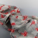 Kimono Silk Scarf Vintage Cheery Red and Gray