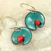 Artisan Made Copper Enamel Earrings Curled Circles Red and Teal Modern
