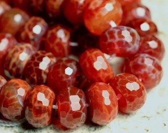 Fire agate large faceted rondelle 12x8mm, 6 pcs (L09FAFRN12)