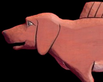 Dogs, Dacshund Dogfish - 2 ft., Hand Carved by Gary Borgnis