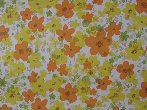 Vintage Floral Contact Paper-Orange and Yellow