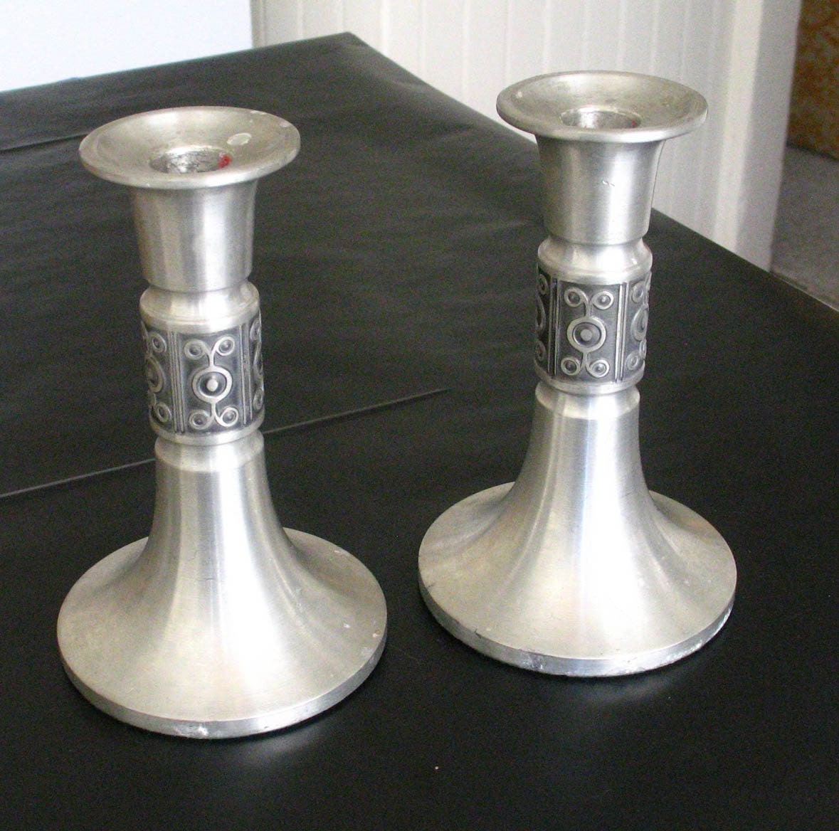 Vintage Mid Cen Haugrud Pewter Candle HoldersNorway