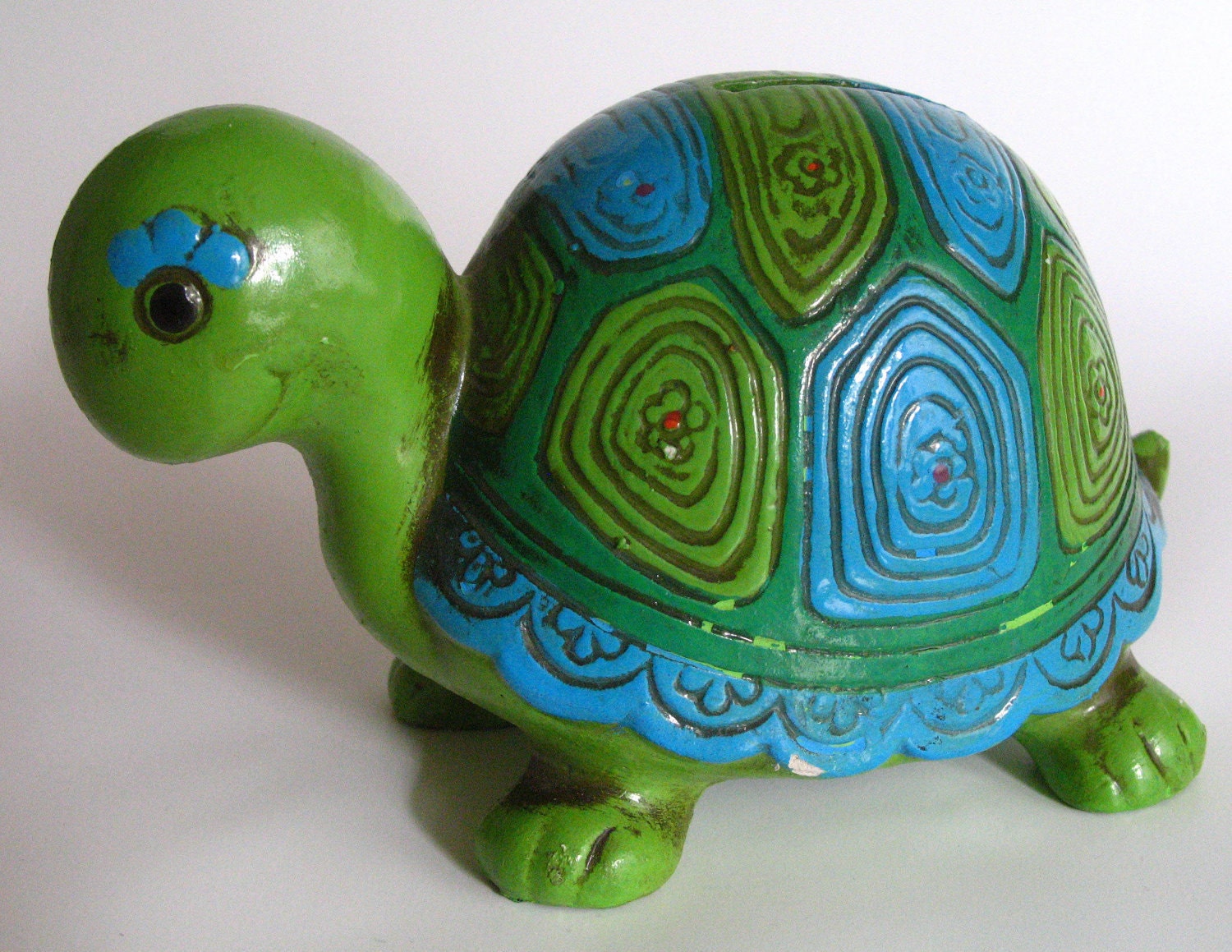 Vintage R. Dakin Ceramic Turtle Piggy Bank-Maker of Dream Pets