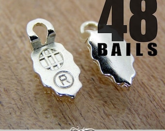 48 EARRING BAILS - Silver Plated Aanraku Glue Pad Earring Bails