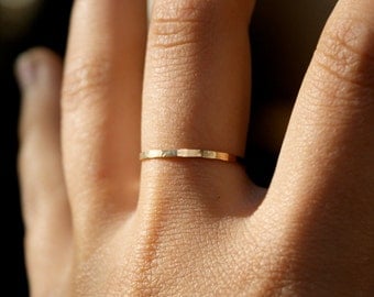 Gold Stacking ring, hammered stacking ring, 14k gold filled stacking ring, 14k gold fill stackable ring, delicate gold ring