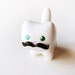 Funny Black Mustache White Cat Figure or Charm