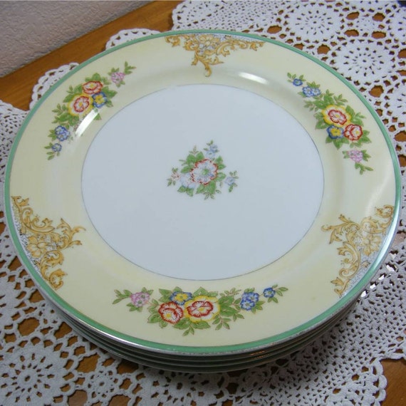 Beautiful Antique dinner Plates Made in Japan Yellow by AngiesIris