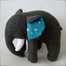 Plush Elephant - Grey with White Stars on Blue