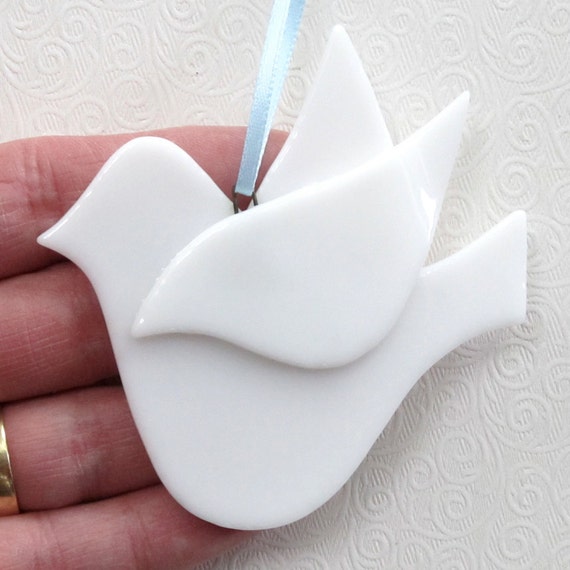 Peace Dove ornament bird white Christmas suncatcher