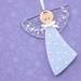 037 - Polka dot angel ornament, mauve, decoration, guardian angel, baptism, adoption, shower, cgge, etsylush, handmade
