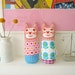 Retro Scandi style daisy flower toy cat plush softie by Jane Foster